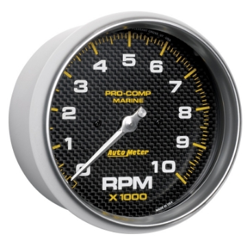 Picture of Autometer Marine Carbon Fiber 5in 10K RPM In-Dash Tachometer Gauge