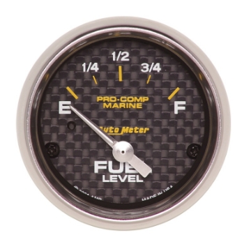 Picture of Autometer Marine Carbon Fiber 2-1-16in 240-33 Ohms Electric Fuel Level Gauge