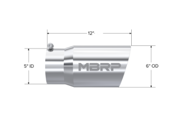 Picture of MBRP Universal Tip 6 O-D- Dual Wall Angled 5 inlet 12 length