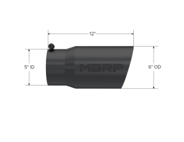 Picture of MBRP Universal Tip 6 O-D- Dual Wall Angled 5 inlet 12 length - Black Finish