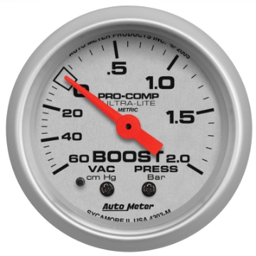 Picture of Autometer Ultra-Lite 52mm 60cm-HG-2-0Bar Mechanical Vacuum-Boost Gauge