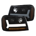 Picture of ANZO 2006-2009 Chevrolet Trailblazer Projector Headlights w- Plank Style Design Black w- Amber