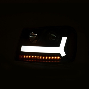 Picture of ANZO 2006-2009 Chevrolet Trailblazer Projector Headlights w- Plank Style Design Black w- Amber