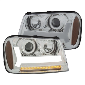 Picture of ANZO 2006-2009 Chevrolet Trailblazer Projector Headlights w- Plank Style Design Chrome w- Amber