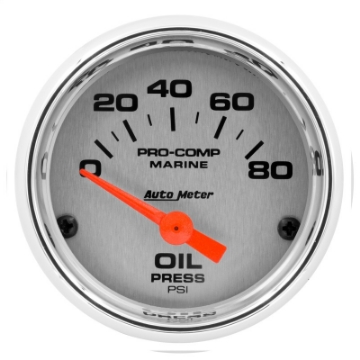 Picture of Autometer Marine Chrome Ultra-Lite 2-1-16in 80PSI Electric Oil Pressure Gauge