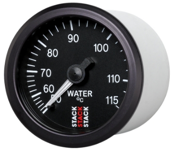 Picture of Autometer Stack Instruments 52mm 50-115 Celsius 3-8 BSPT M Mechanical Water Temp Gauge - Black