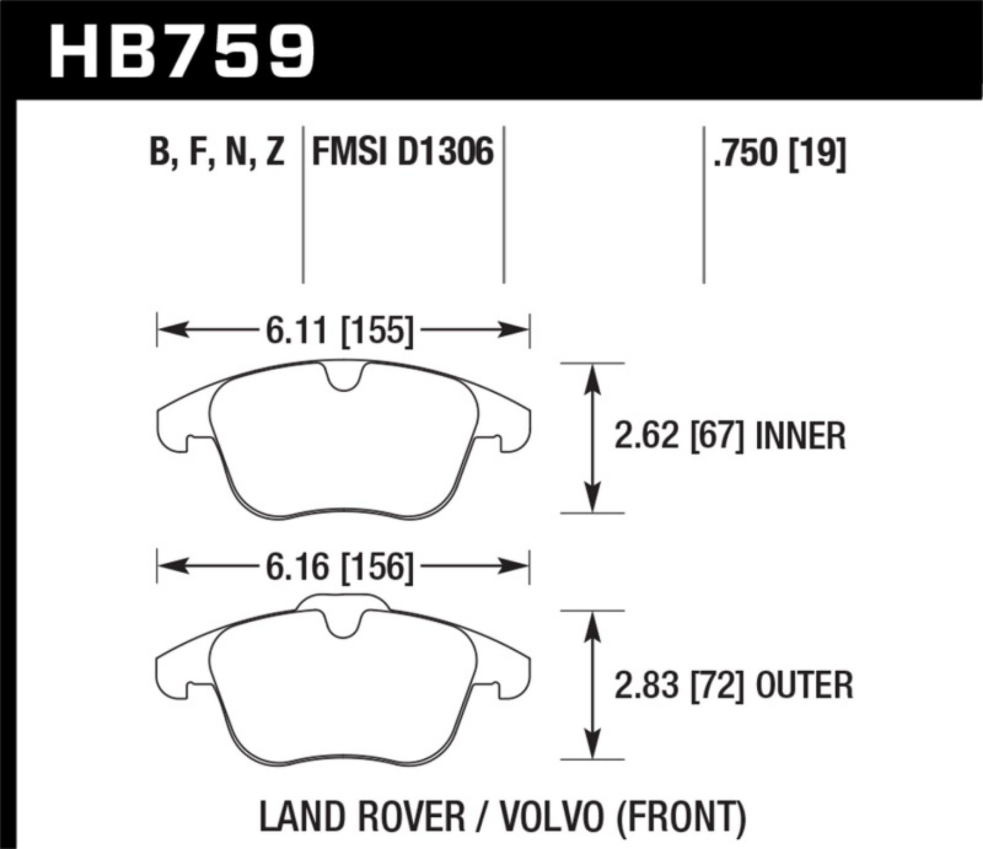 Picture of Hawk 11-16 Volvo S60 - 07-16 Volvo S80 w- 300mm Rotors HPS Street Front Brake Pads