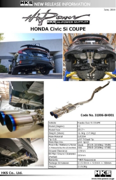 Picture of HKS Hi-Power Muffler for Civic SI Coupe FC3