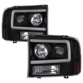 Picture of Spyder 99-04 Ford F250 Super Duty Projector Headlights - Light Bar - Black PRO-YD-FF25099V2-LB-BK