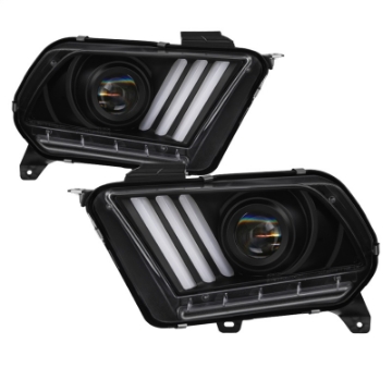 Picture of Spyder 10-13 Ford Mustang - Halogen - Projector Headlights - LED Signals -Black PRO-YD-FM2010V2-BK