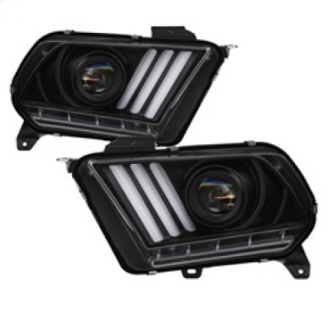 Picture of Spyder 10-13 Ford Mustang - Halogen - Projector Headlights - LED Signals -Black PRO-YD-FM2010V2-BK