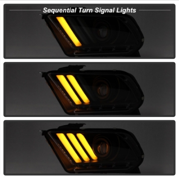 Picture of Spyder 10-13 Ford Mustang - Halogen - Projector Headlights - LED Signals -Black PRO-YD-FM2010V2-BK