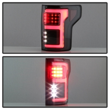 Picture of Spyder 15-18 Ford F-150 Light Bar LED Tail Lights w-Blind Spot - Black ALT-YD-FF15015BS-LBLED-BK