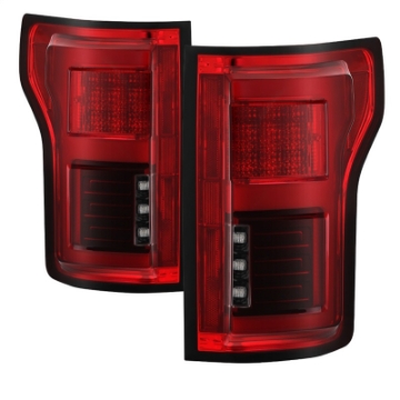Picture of Spyder 15-18 Ford F-150 LED Tail Lights w-Blind Spot - Red Clear ALT-YD-FF15015BS-LBLED-RC