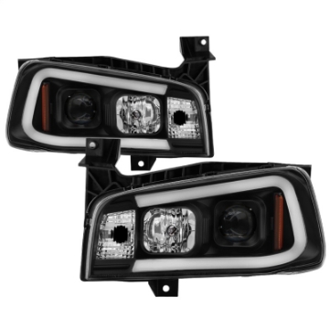 Picture of Spyder Dodge Charger 06-10 Projector Headlights - LED Light Bar - Black PRO-YD-DCH05V2-LB-BK