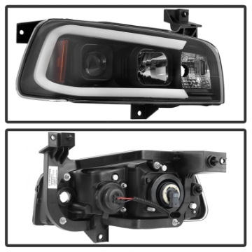 Picture of Spyder Dodge Charger 06-10 Projector Headlights - LED Light Bar - Black PRO-YD-DCH05V2-LB-BK