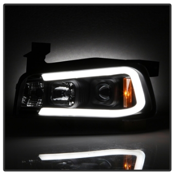 Picture of Spyder Dodge Charger 06-10 Projector Headlights - LED Light Bar - Black PRO-YD-DCH05V2-LB-BK