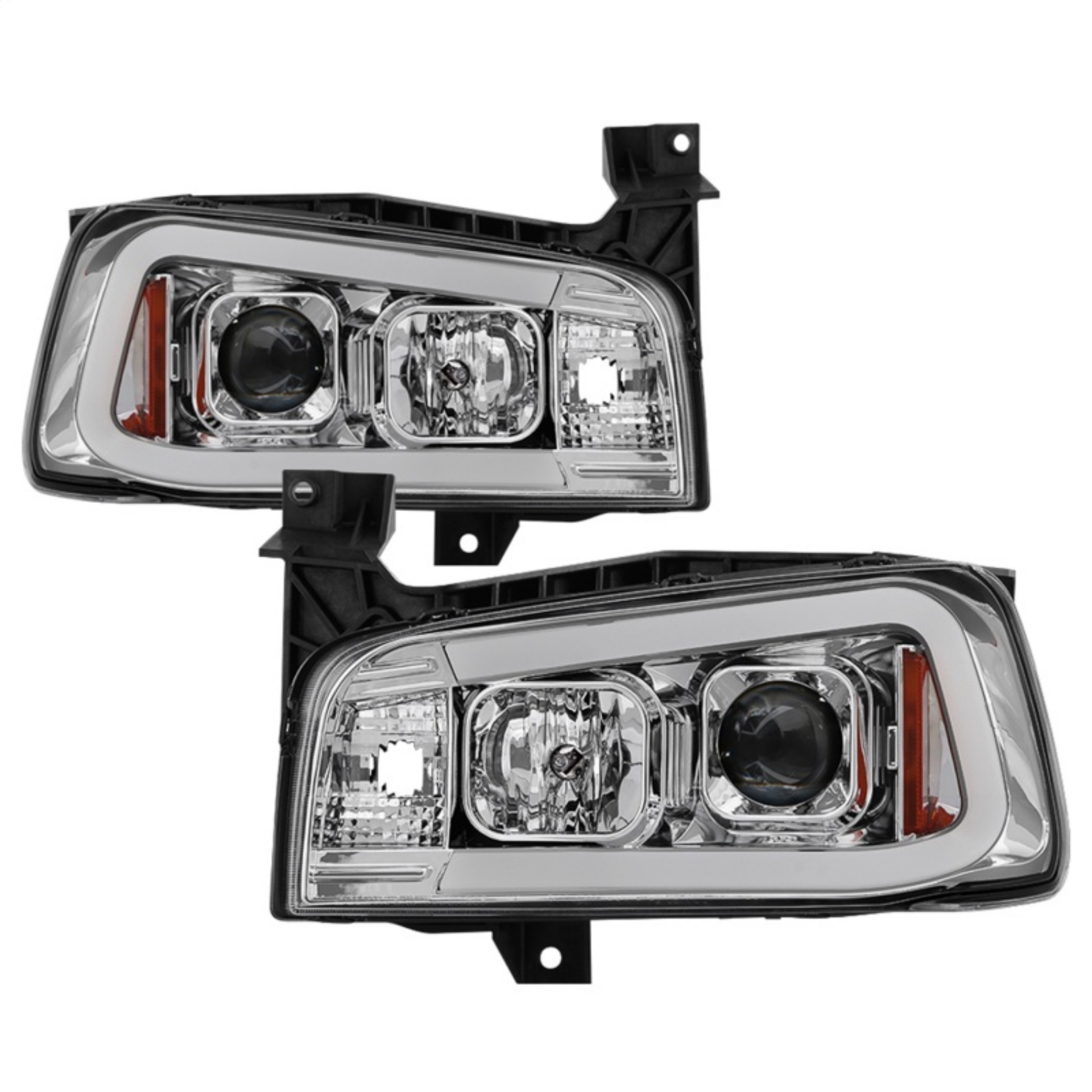 Picture of Spyder Dodge Charger 06-10 Projector Headlights - LED Light Bar - Chrome PRO-YD-DCH05V2-LB-C