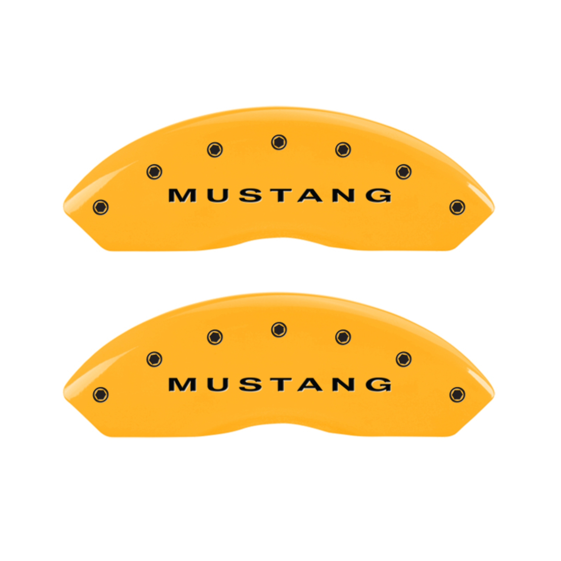 Picture of MGP 4 Caliper Covers Engraved Front Mustang - Engraved Rear S197-GT - Yellow Finish Blk Characters