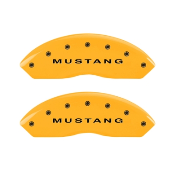 Picture of MGP 4 Caliper Covers Engraved Front Mustang - Engraved Rear S197-GT - Yellow Finish Blk Characters