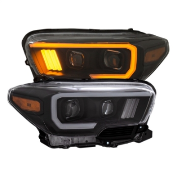 Picture of ANZO 2016-2017 Toyota Tacoma Projector Headlights w- Plank Style Switchback Black w- Amber w- DRL