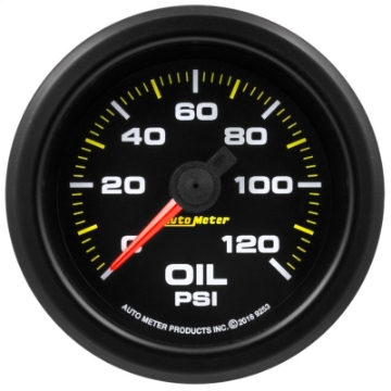Picture of Autometer Extreme Environment 2-1-16in 120psi Stepper Motor Oil Pressure Gauge w- Warning Light