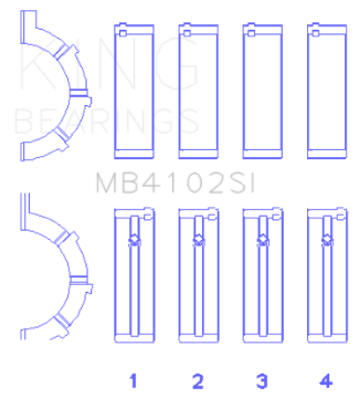 Picture of King Engine Bearings Chrysler 226 3-7L Size -026 Crankshaft Main Bearings Set of 4