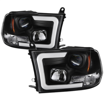 Picture of Spyder 09-16 Dodge Ram 1500 Version 2 Headlights Light Bar DRL Black PRO-YD-DR09V2-LBDRL-BK