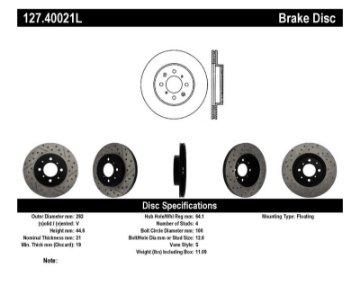 Picture of StopTech 90-01 Acura Integra exc- Type R - 01-05 Honda Civic - 07+ Honda Fit - 93-97 Del Sol VTEC