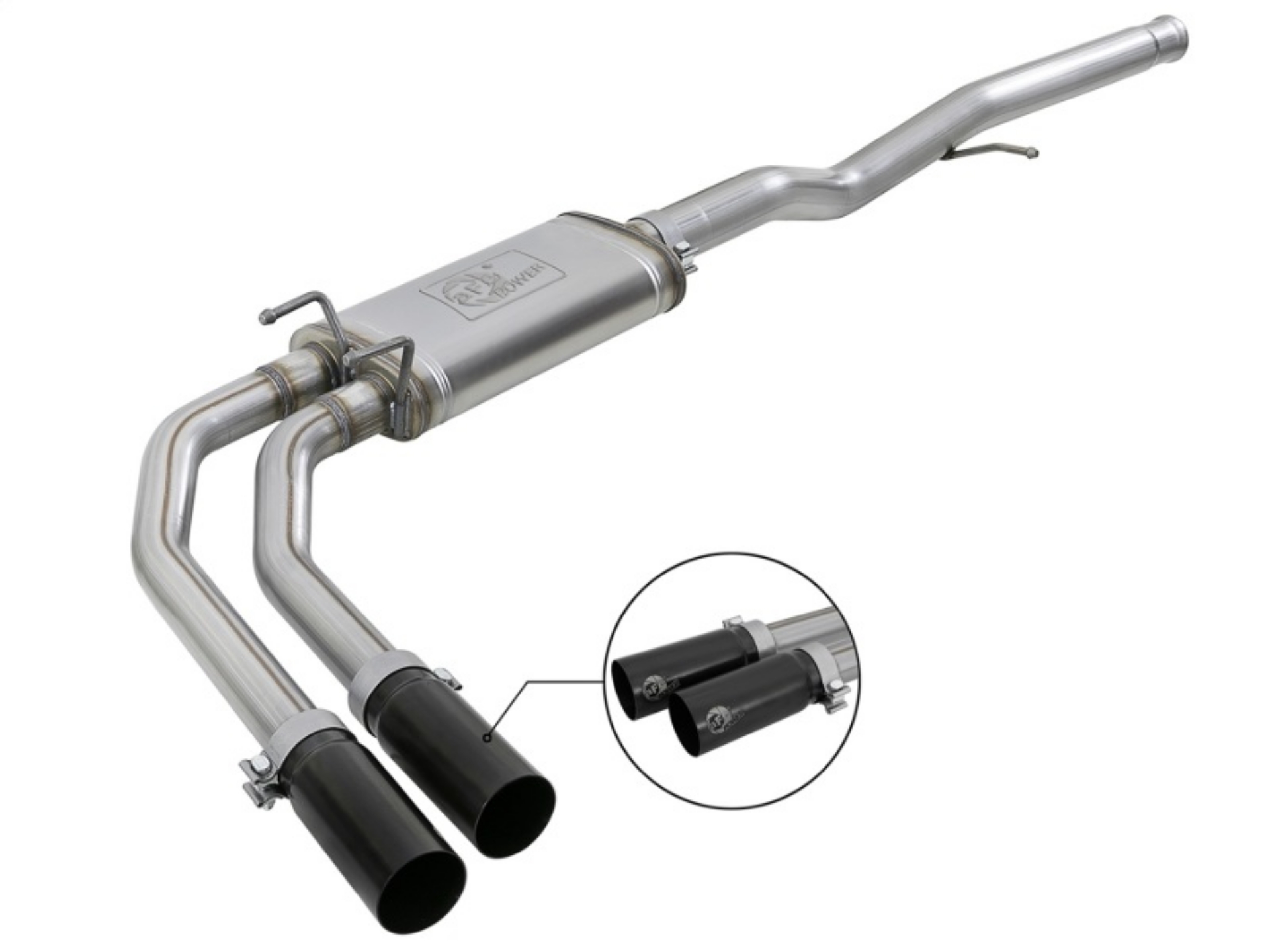 Picture of aFe Rebel Series 3in to 2-5in 409 SS Cat-Back Exhaust w- Black Tips 09-18 GM Silverado-Sierra 5-4L