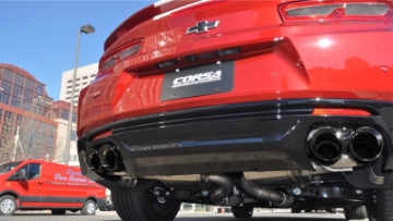 Picture of Corsa 2016-24 Chevy Camaro SS 6-2L Xtreme+ 2-75in Cat-Back Dual Rear Exit w- Twin 4in Black PVD Tips