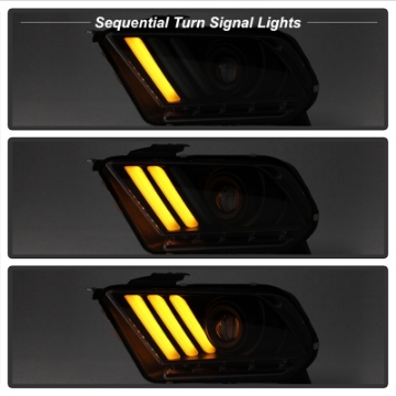 Picture of Spyder 13-14 Ford Mustang HID Only Projector Headlights w-Turn Signals - Blk PRO-YD-FM13HID-BK