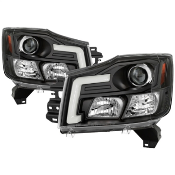 Picture of Spyder 04-15 Nissan Titan - 04-07 Nissan Armada V2 Projector Headlights - Black PRO-YD-NTI04-DRL-BK