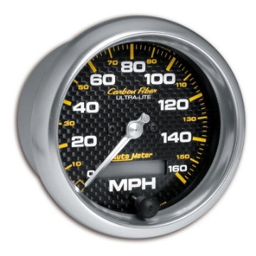 Picture of Autometer Carbon Fiber 85-7mm 160MPH Range Speedometer Elect- Programmable Gauge
