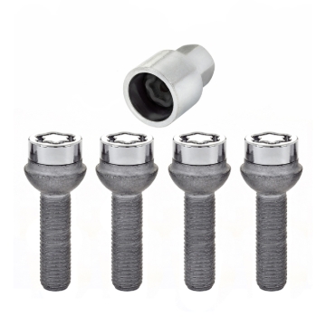 Picture of McGard Wheel Lock Bolt Set - 4pk- Radius Seat M12X1-5 - 17mm Hex - 39-9mm Shank Length - Chrome