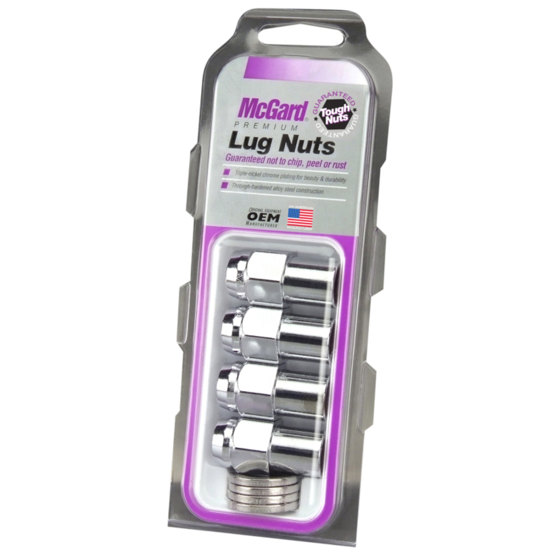 Picture of McGard Hex Lug Nut Reg- Shank - -746in- 1-2-20 - 13-16 Hex - 1-65in- Length 4-Pack - Chrome
