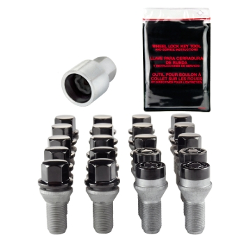 Picture of McGard 4 Lug Hex Install Kit w-Locks Cone Seat Bolt M12X1-25 - 17mm Hex - 22-0mm Shank L- - Black