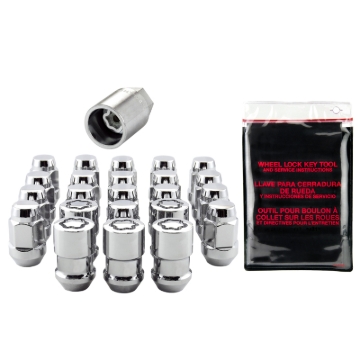 Picture of McGard Jeep Wrangler Install Kit Cone - Bulge 1-2-20 - 3-4 Hex - 18 Lug Nuts - 5 Locks - Chrome