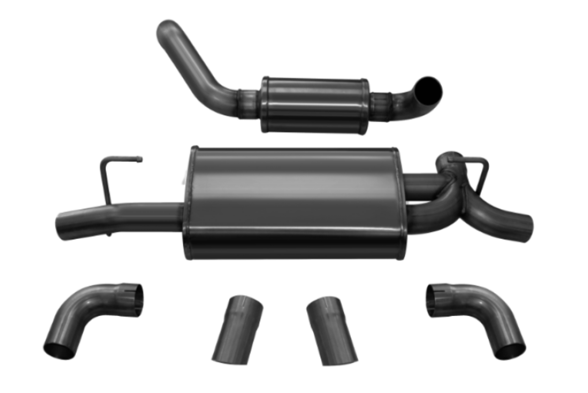Picture of Corsa 2018-2025 Jeep Wrangler JL 2-5in Dual Rear Turn Down Exit Black Touring Axle-Back Exhaust