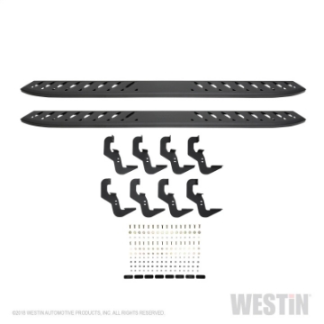 Picture of Westin 2019 Chevrolet Silverado-Sierra 1500 Crew Cab Thrasher Running Boards - Textured Black