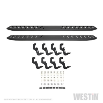 Picture of Westin 2019 Chevrolet Silverado-Sierra 1500 Crew Cab Thrasher Running Boards - Textured Black