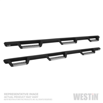 Picture of Westin 2019 Chevrolet Silverado-Sierra 1500 5-5ft Drop Wheel to Wheel Nerf Step Bars - Txt Black