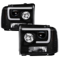 Picture of Spyder Ford F250-350-450 05-07 Projector Headlights - Light Bar DRL LED - Black PRO-YD-FS05V2-LB-BK