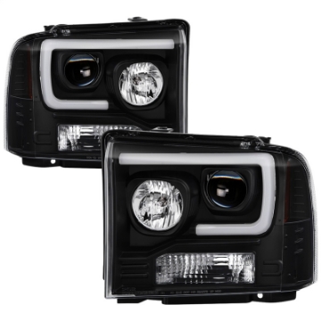 Picture of Spyder Ford F250-350-450 05-07 Projector Headlights - Light Bar DRL LED - Black PRO-YD-FS05V2-LB-BK