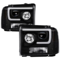 Picture of Spyder Ford F250-350-450 05-07 Projector Headlights - Light Bar DRL LED - Black PRO-YD-FS05V2-LB-BK