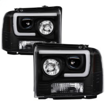 Picture of Spyder Ford F250-350-450 05-07 Projector Headlights - Light Bar DRL LED - Black PRO-YD-FS05V2-LB-BK