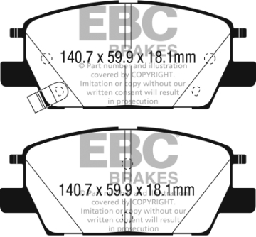 Picture of EBC 2016+ Chevrolet Malibu 1-5L Turbo Elec PB Redstuff Front Brake Pads