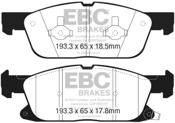 Picture of EBC 2016+ Lincoln Continental 10th Gen 2-7L Twin Turbo Ultimax2 Front Brake Pads