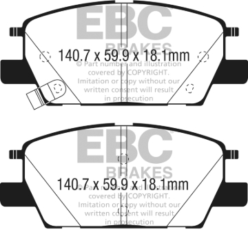 Picture of EBC 2016+ Chevrolet Malibu 1-5L Turbo Elec PB Ultimax2 Front Brake Pads