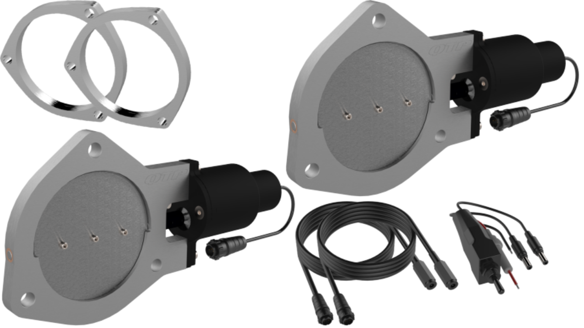 Picture of QTP 4in Bolt-On QTEC Dual Electric Cutout Valves w-Flanges - Pair